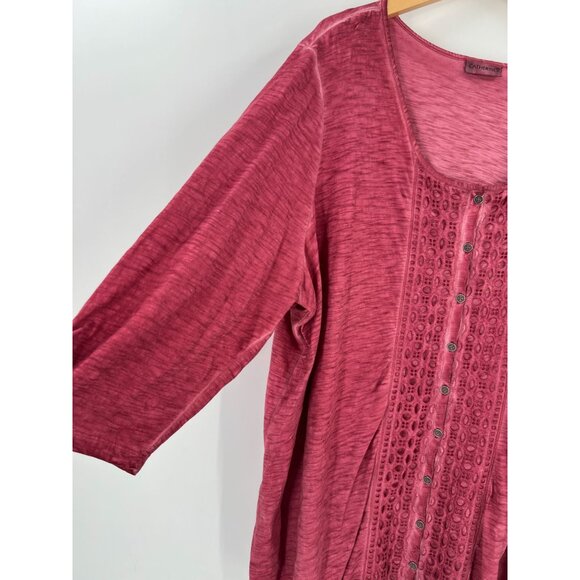 Catherines Women 3X Pink Boho Peasant Tunic Top - Picture 8 of 10